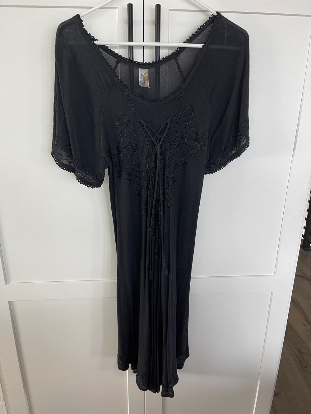 India Boutique Black Lace-Trim Swim Coverup